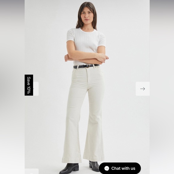 ROLLA'S Pants - ROLLA'S- Eastcoast Flare - Vanilla Cord high rise flare